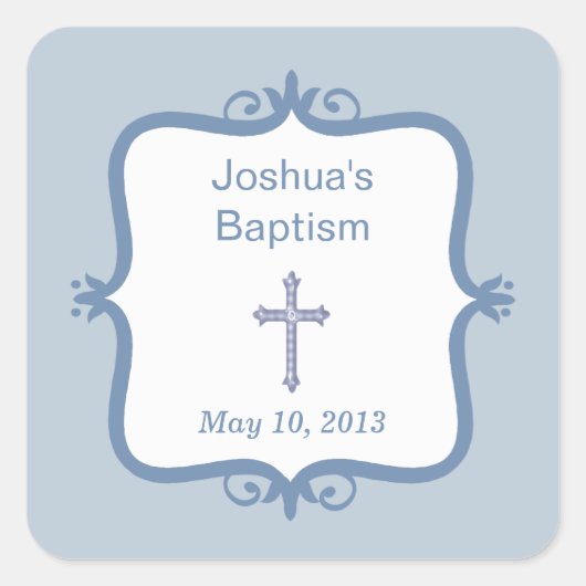 Blue Cross Baptism Vierkante Sticker (Voorkant)