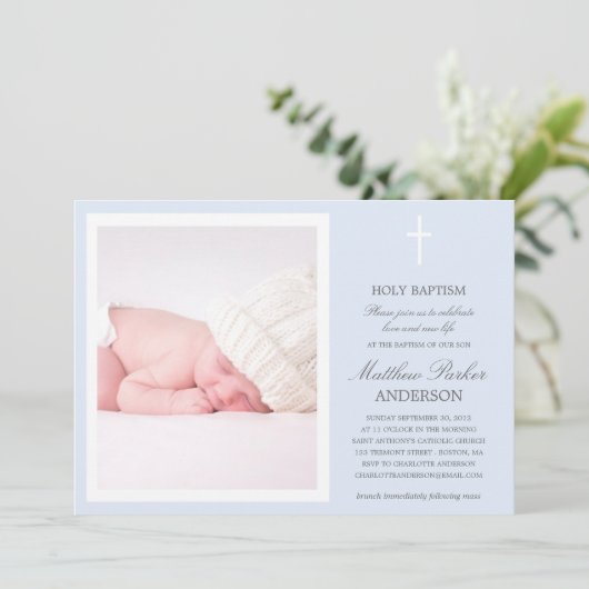 BLUE CROSS | BAPTISME-INVITATIE KAART (Staand voorkant)