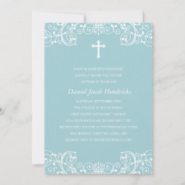 Blue Cross Boys Baptism/Christening Uitnodiging