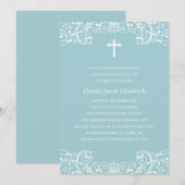 Blue Cross Boys Baptism/Christening Uitnodiging (Voorkant / Achterkant)