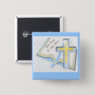 Blue Cross Christelijke Religieuze Rugzak of Pet P Vierkante Button 5,1 Cm