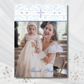 Blue Cross Christian Baptism Photo Thank You Card Bedankkaart