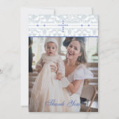 Blue Cross Christian Baptism Photo Thank You Card Bedankkaart (Voorkant)