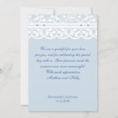 Blue Cross Christian Baptism Photo Thank You Card Bedankkaart (Achterkant)