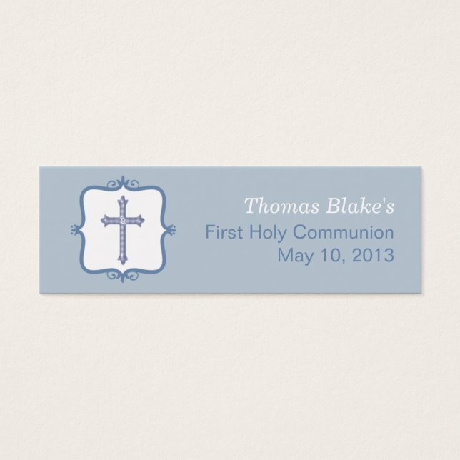 Blue Cross Communion klein Label Mini Visitekaartjes (Voorkant)