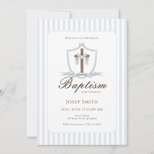 Blue Cross Crest doop uitnodiging (Voorkant)