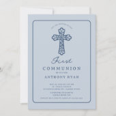 Blue Cross First Communion Invitation Kaart (Voorkant)