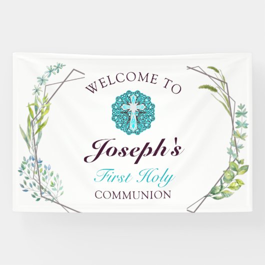 Blue Cross Floral First Heilige Communauteit Welko Spandoek (Horizontaal)