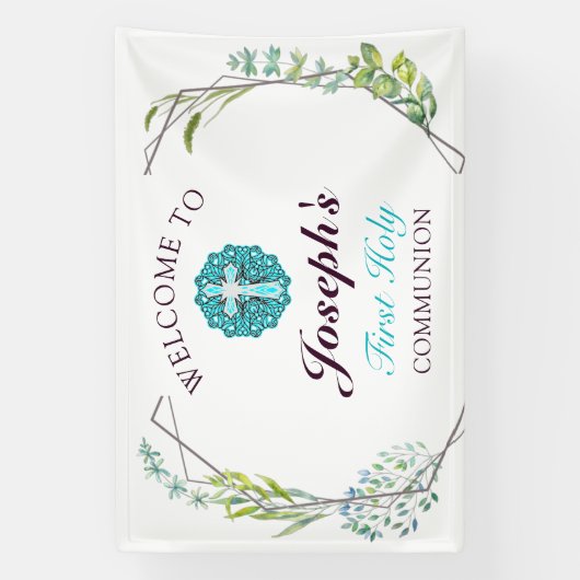 Blue Cross Floral First Heilige Communauteit Welko Spandoek (Verticaal)