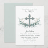 Blue Cross Greenery Baptisme Kaart (Voorkant / Achterkant)