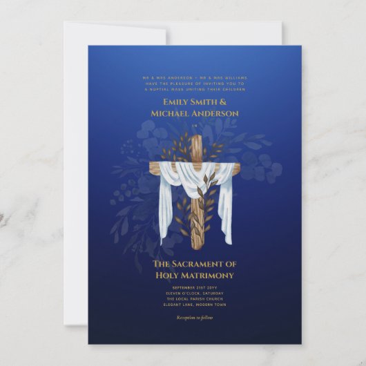 Blue Cross Katholieke Huwelijksmis Bruiloft Kaart (Voorkant)