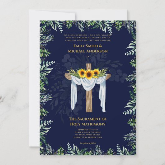 Blue Cross Katholieke Huwelijksmis Bruiloft Kaart (Voorkant)