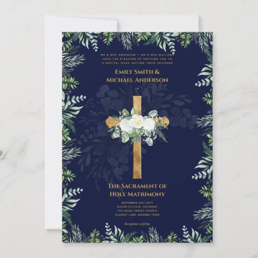 Blue Cross katholieke huwelijksmis bruiloft Kaart (Voorkant)