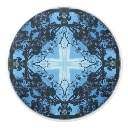 Blue Cross Natuur Pattern Keramische Knop (Voorkant)