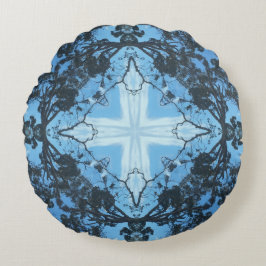 Blue Cross Natuur Pattern Round Cushion Cushion Rond Kussen
