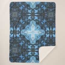 Blue Cross Natuur Pattern Sherpa Blanket