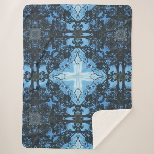 Blue Cross Natuur Pattern Sherpa Blanket Deken (Voorkant)