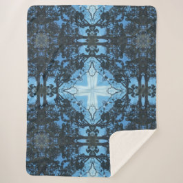 Blue Cross Natuur Pattern Sherpa Blanket Sherpa Deken