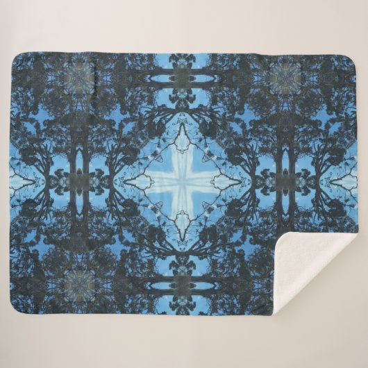 Blue Cross Natuur Pattern Sherpa Blanket Sherpa Deken (Voorkant (horizontaal))
