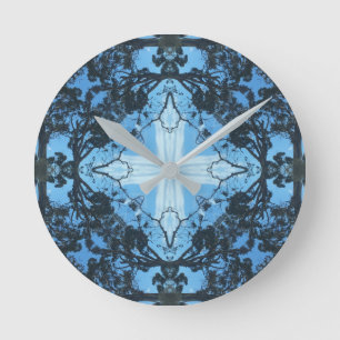 Blue Cross Natuur Pattern-wandklok Ronde Klok