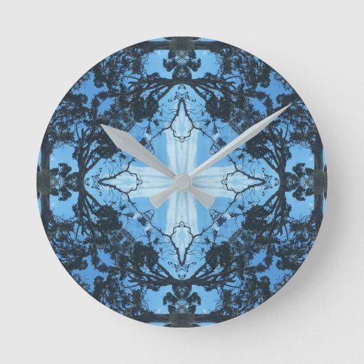Blue Cross Natuur Pattern-wandklok Ronde Klok (Voorkant)