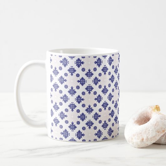 Blue Cross Pendant Pattern Koffiemok (Met donut)