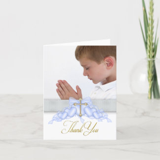 Blue Cross Photo First Communion Thank You Cards Bedankkaart