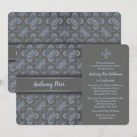 Blue Cross Religieuze Uitnodiging (Voorkant / Achterkant)