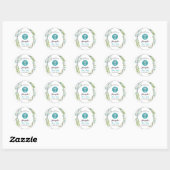 Blue Cross Spring Floral First Heilige Communie Ronde Sticker (Vel)