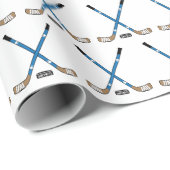 Blue Crossed Hockey Sticks and Puck Cadeaupapier (Rol Hoek)