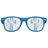 Blue Crosses Religieuze Christelijk Retro Zonnebril (Voorkant)