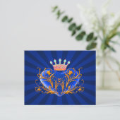 Blue Crown filigraan Heart Post Kaart (Staand voorkant)