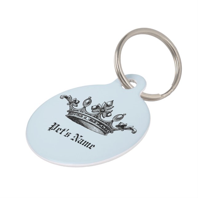 Blue Crown Pet Name ID Label Huisdierpenning (Zijkant)