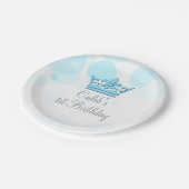 Blue Crown & Stippen Royal Birthday Party Custom Papieren Bordje (Gekanteld)