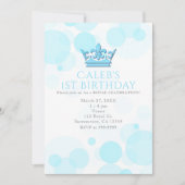 Blue Crown & Stippen Royal Birthday Party Kaart (Voorkant)