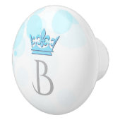 Blue Crown & Stippen Royal Personalized Letter Kno Keramische Knop (Rechts)
