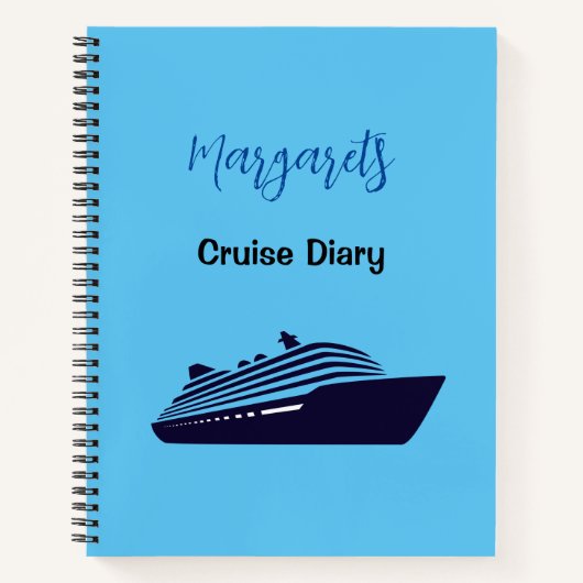 Blue Cruise Ship Gepersonaliseerd Dagboek Notitieb Notitieboek (Voorkant)
