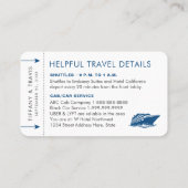Blue Cruise Ticket Boarding Pass Place Escort Kaar (Achterkant)