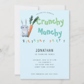 Blue Crunchy Munchy Bunny Birthday Party Cute Boy Kaart (Voorkant)