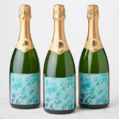 Blue Crush - Abstracte Kustkunst Sparkling Wijnetiket (Flessen)