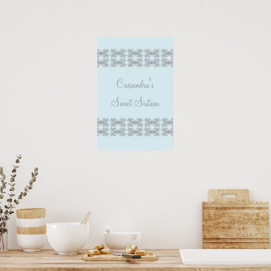 Blue Crystal Lace Sweet Sixteen Poster (Keuken)