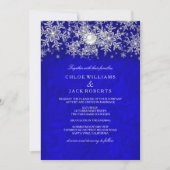 Blue Crystal Pearl Snowflake Silver Winter Wedding Kaart (Voorkant)