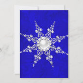 Blue Crystal Pearl Snowflake Silver Winter Wedding Kaart (Achterkant)