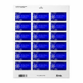 Blue Crystal Sneeuwvlok Kerst Adresetiketten Etiket (Full Sheet)