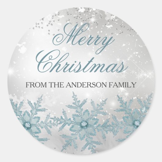 Blue Crystal Sneeuwvlok Kerst sticker (Voorkant)