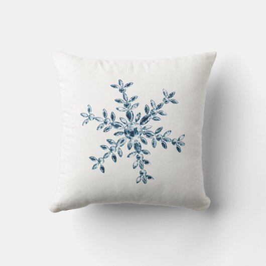 Blue Crystal Snowflake Holiday Cushion Kussen (Achterkant)