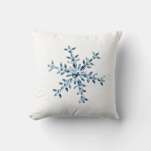 Blue Crystal Snowflake Holiday Cushion Kussen (Voorkant)