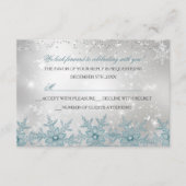 Blue Crystal Snowflake Kerstfeest RSVP Kaartje (Voorkant)