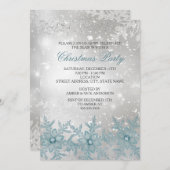 Blue Crystal Snowflake-kerstfeest Uitnodiging (Voorkant / Achterkant)