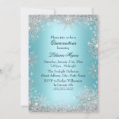 Blue Crystal Snowflake Princess Quinceanera Kaart (Achterkant)